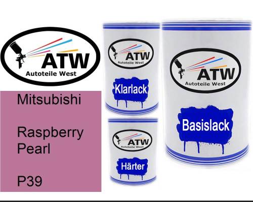Mitsubishi, Raspberry Pearl, P39: 500ml Lackdose + 500ml Klarlack + 250ml Härter - Set, von ATW Autoteile West.